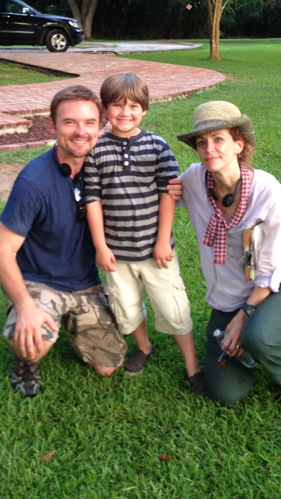 Brody Rose with Jeff Rose and Director Leslie Hope on the set of 