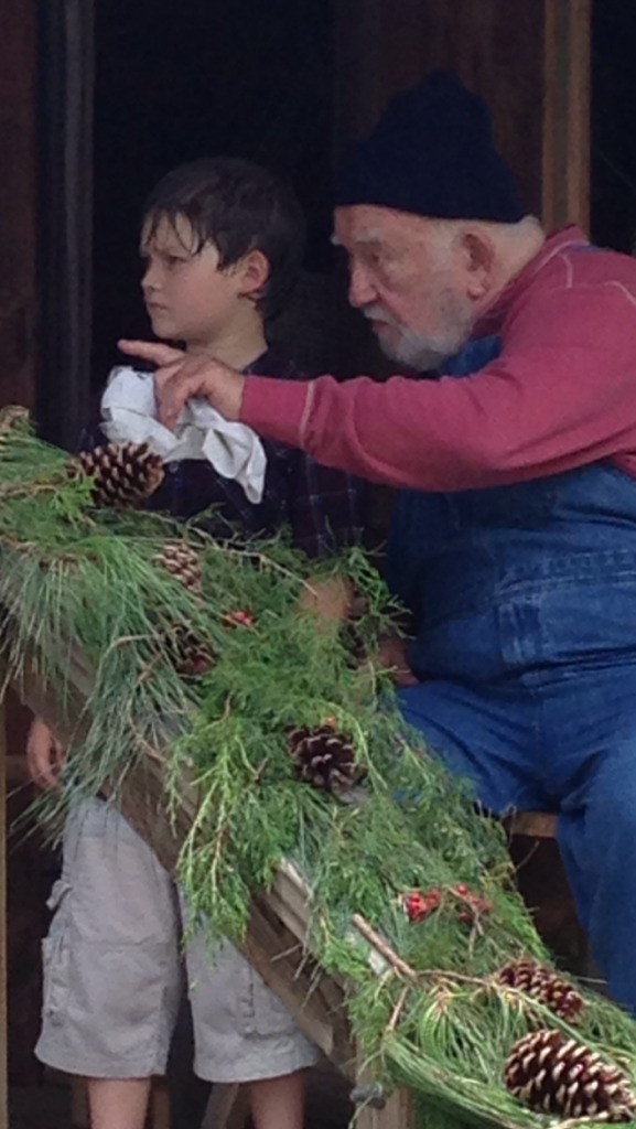 Brody Rose with Ed Asner on the set of 