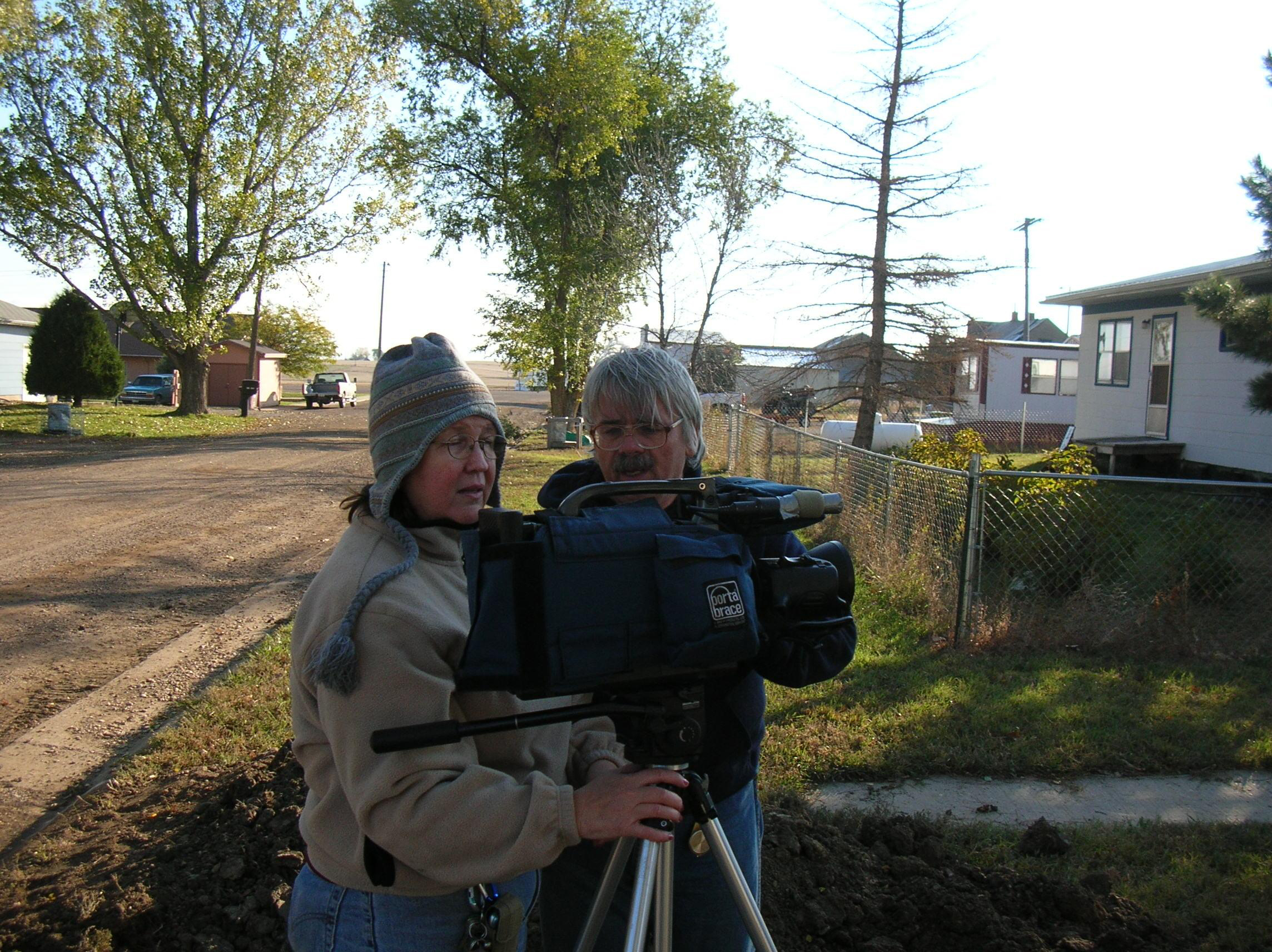 Producer/Director Renn Reed assisted by co-producer Mark L. Barth filming, 