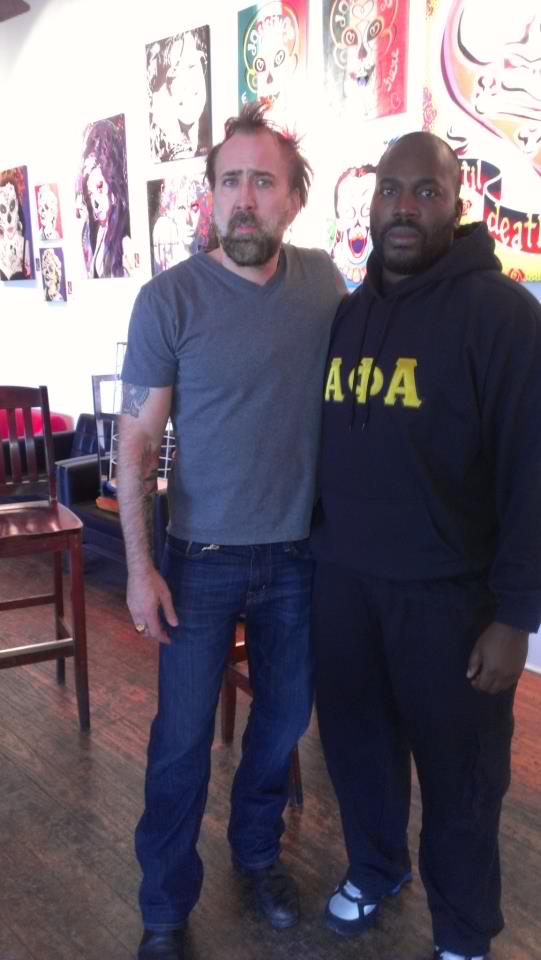 Aaron With Nicolas Cage. For the movie 
