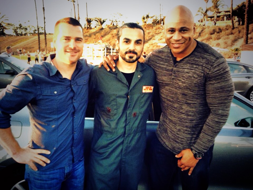 Chris O'Donnell, Stevin Knight, LL Cool J on set NCIS Los Angeles