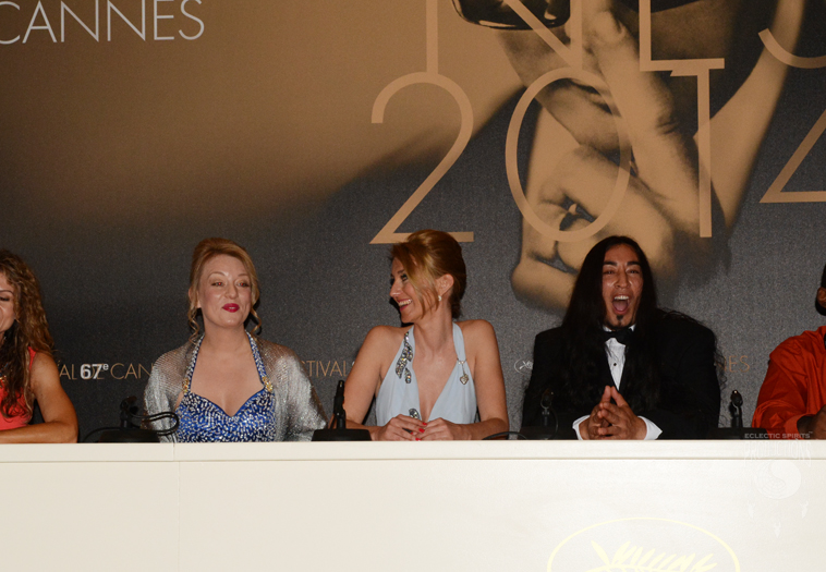 I the Cannes Press Box with Actress's Claryn Scott and Laura Yates discussing our films, 