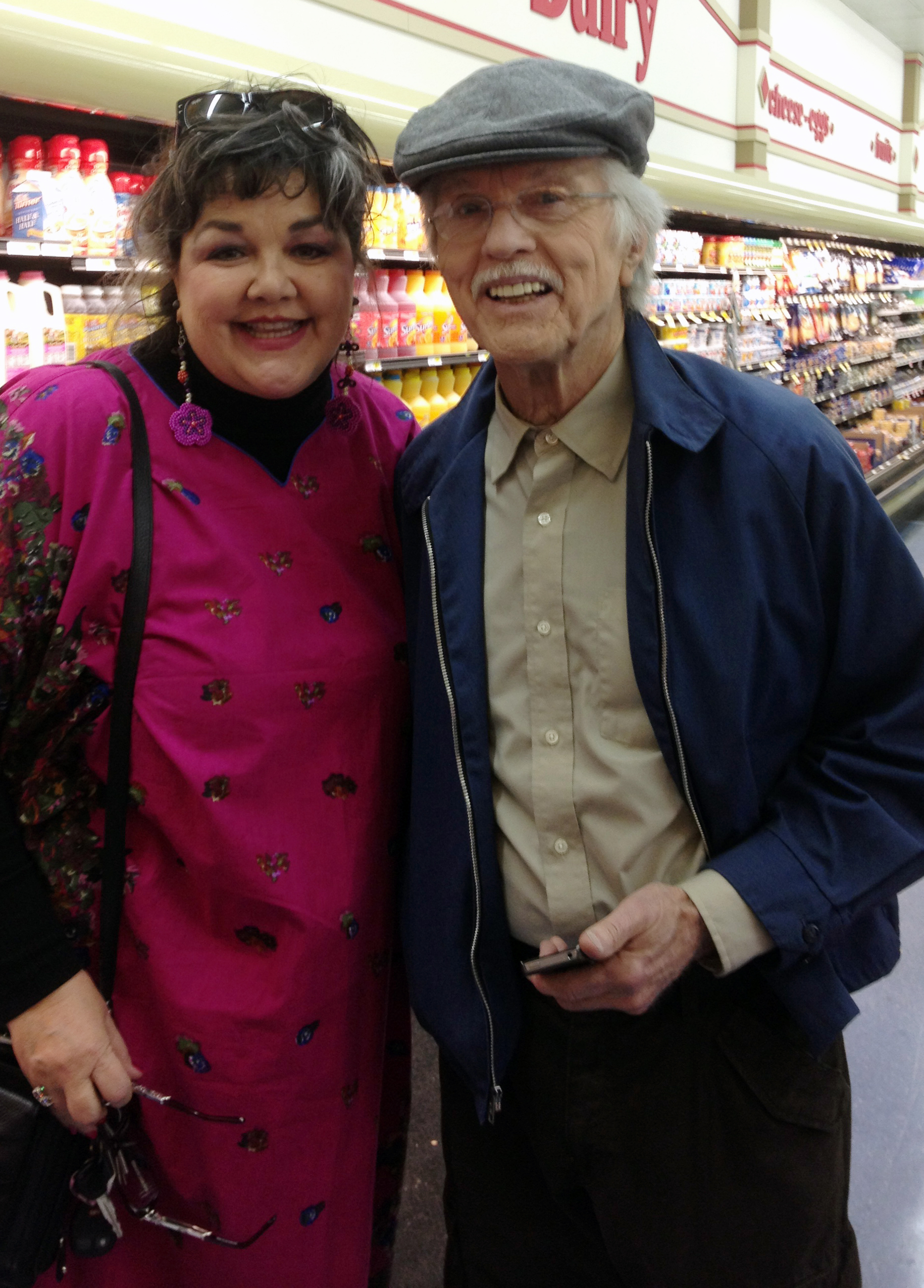 Carla Christina Contreras and Tom Skerritt on the set of TWO (2) EGGS!