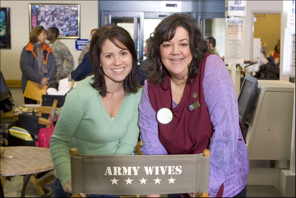 Carla Christina Contreras and Terri Minton on the set of Army Wives