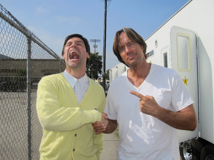 Permanent Nutface Gary on the set of Poolboy with Kevin Sorbo