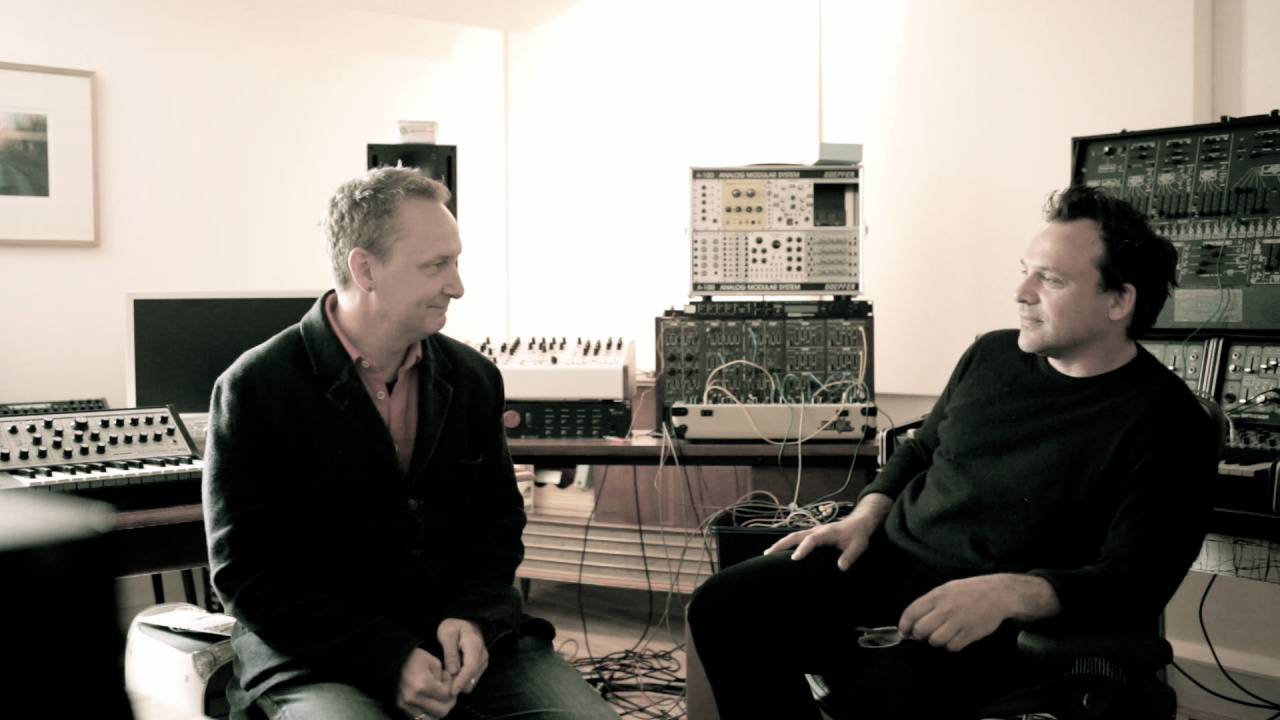 Luke in Paul Hartnoll's studio discussing the soundtrack for One last dance