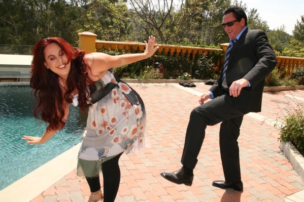 Actress Fileena Bahris,with co star and producing partner Michael Madsen on the set of their film A WAY WITH MURDER