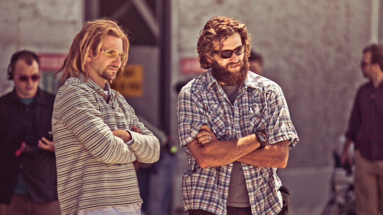 Bradley Stonesifer and Bradley Cooper on set of Hit and Run