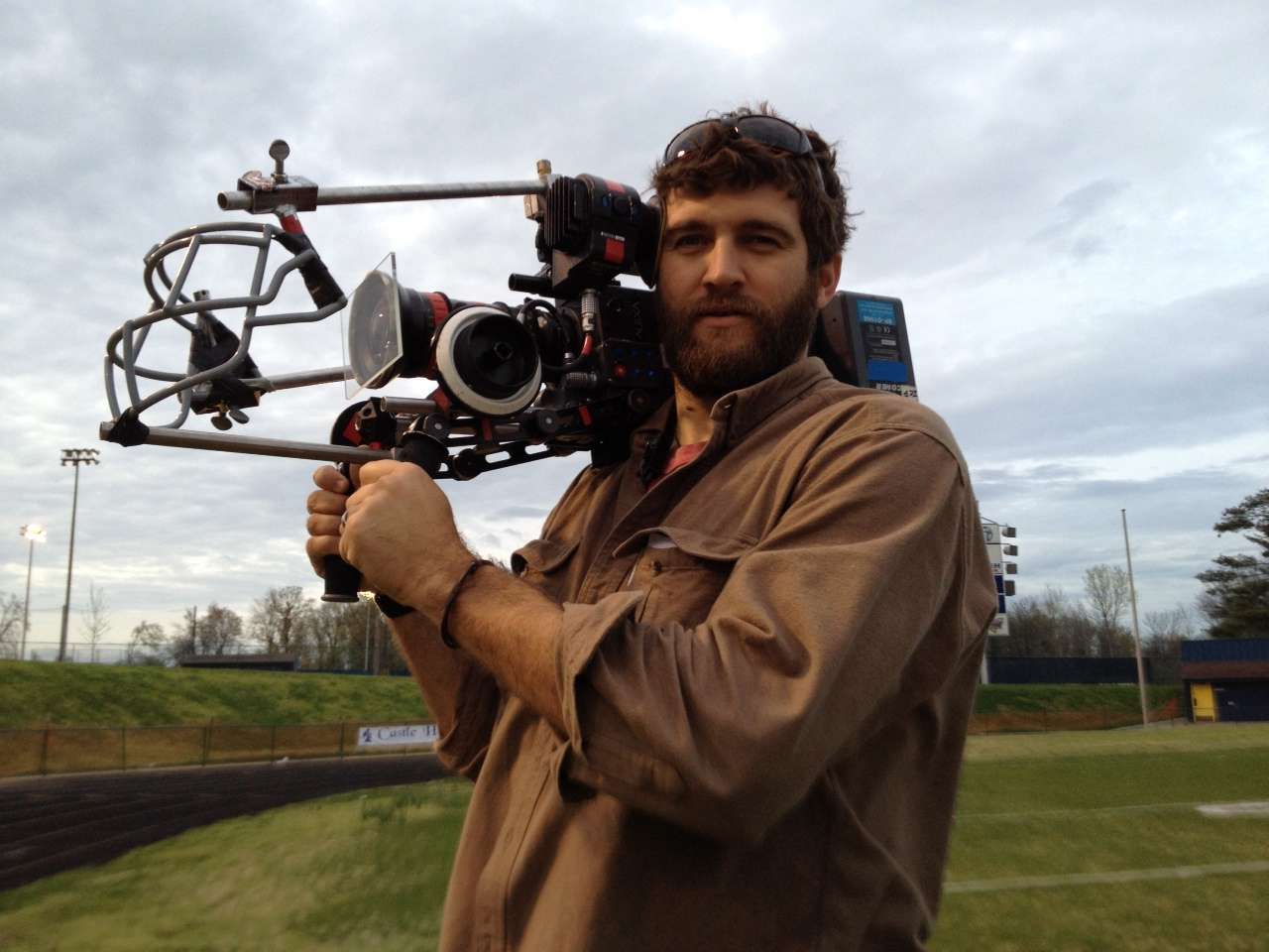 Bradley stonesifer holding POV Rig for the Movie Old Days, Evansville Indiana