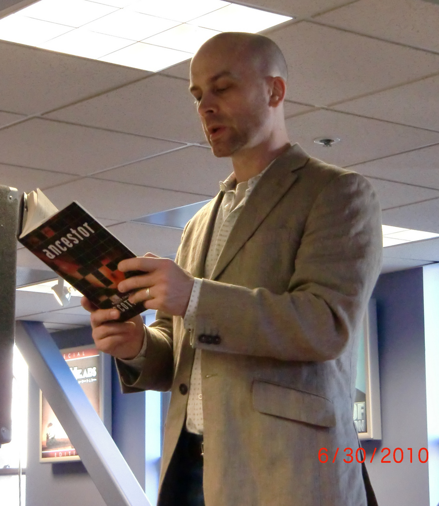 Scott reading in San Francisco during the ANCESTOR tour.