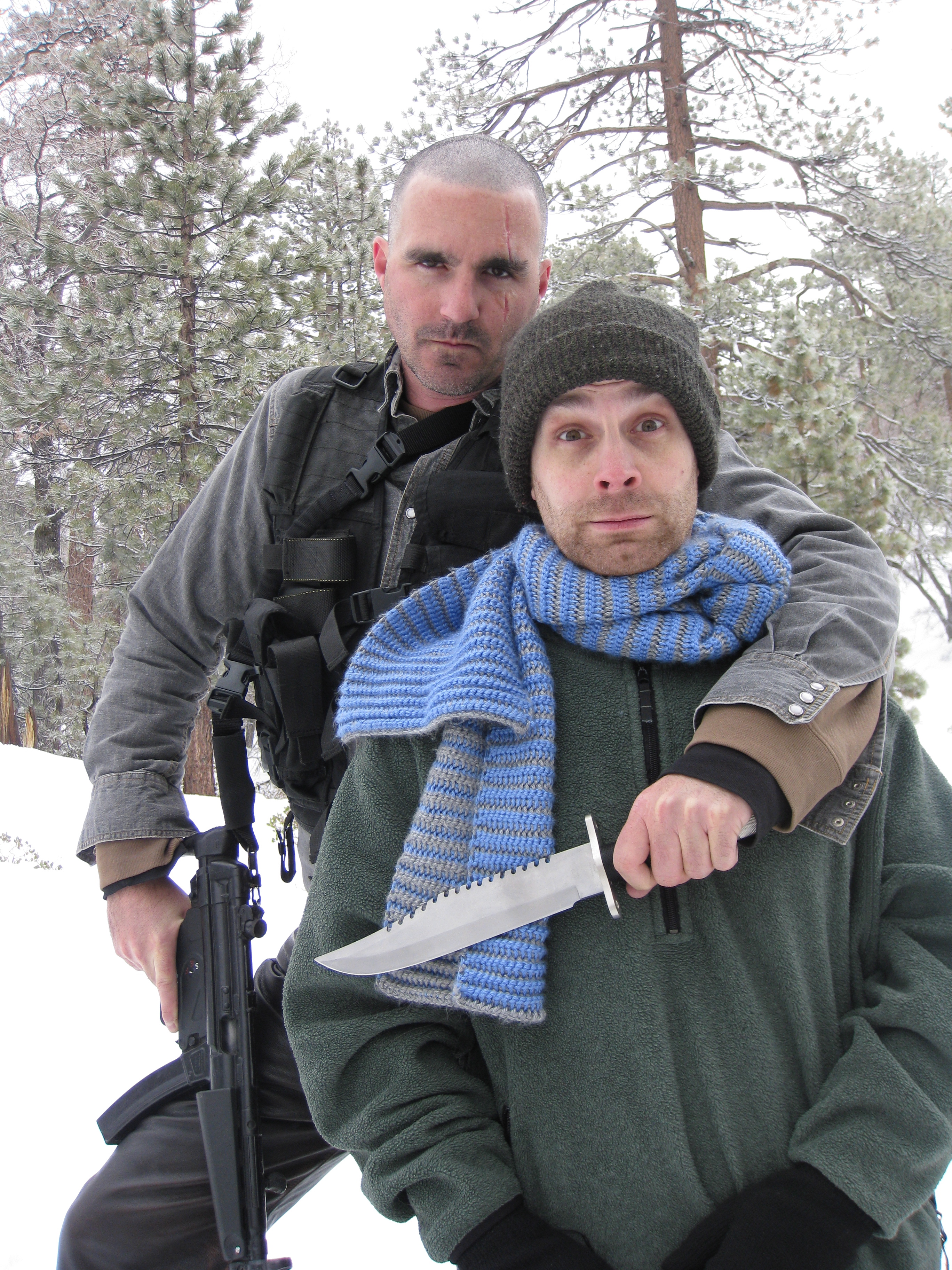 Scott Sigler and Jacob Holman (as Magnus Paglione) on the set of the trailer shoot for ANCESTOR.