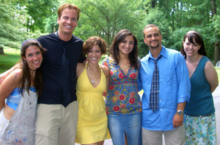 Dead End cast-mates Veronica del Cerro, Chad Ridgely, Marielle Proia, Rosanna Haddad, James Watson, and Eleanor Keyser during production of Dead End.