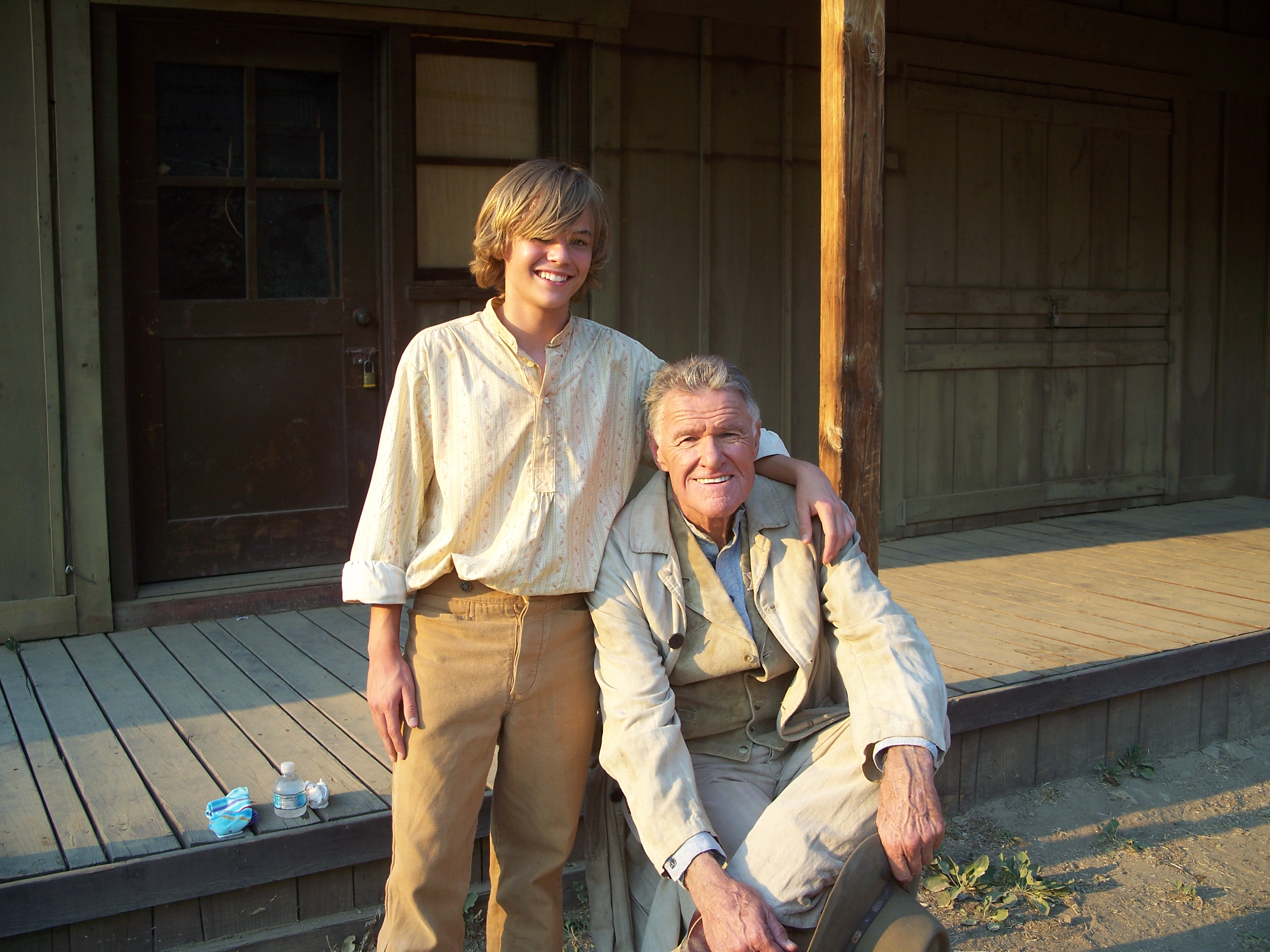 Christian Fortune and Charles Napier on the set of Shadowheart.