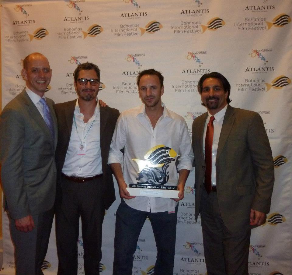 Michael with the Maybe Tomorrow team after winning the Best Feature in the New Visions category at the 2012 Bahamas International Film Festival.