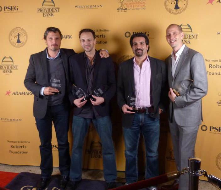 Dominik Tiefenthaler, Michael Wolfe, Robert Nicotra and Mark Montgomery after winning five awards at Golden Door International Film Festival