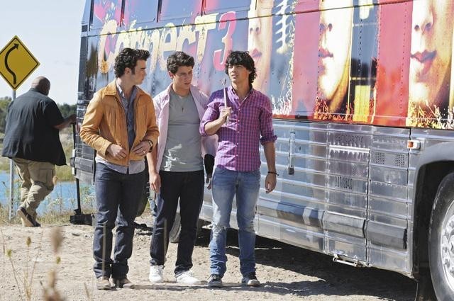 Still of Demi Lovato, Kevin Jonas, Joe Jonas and Nick Jonas in Camp Rock 2: The Final Jam (2010)