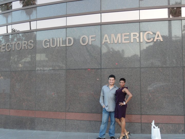 Minh Nguyen & Dahlia DaCosta in front of the Directors Guild of America