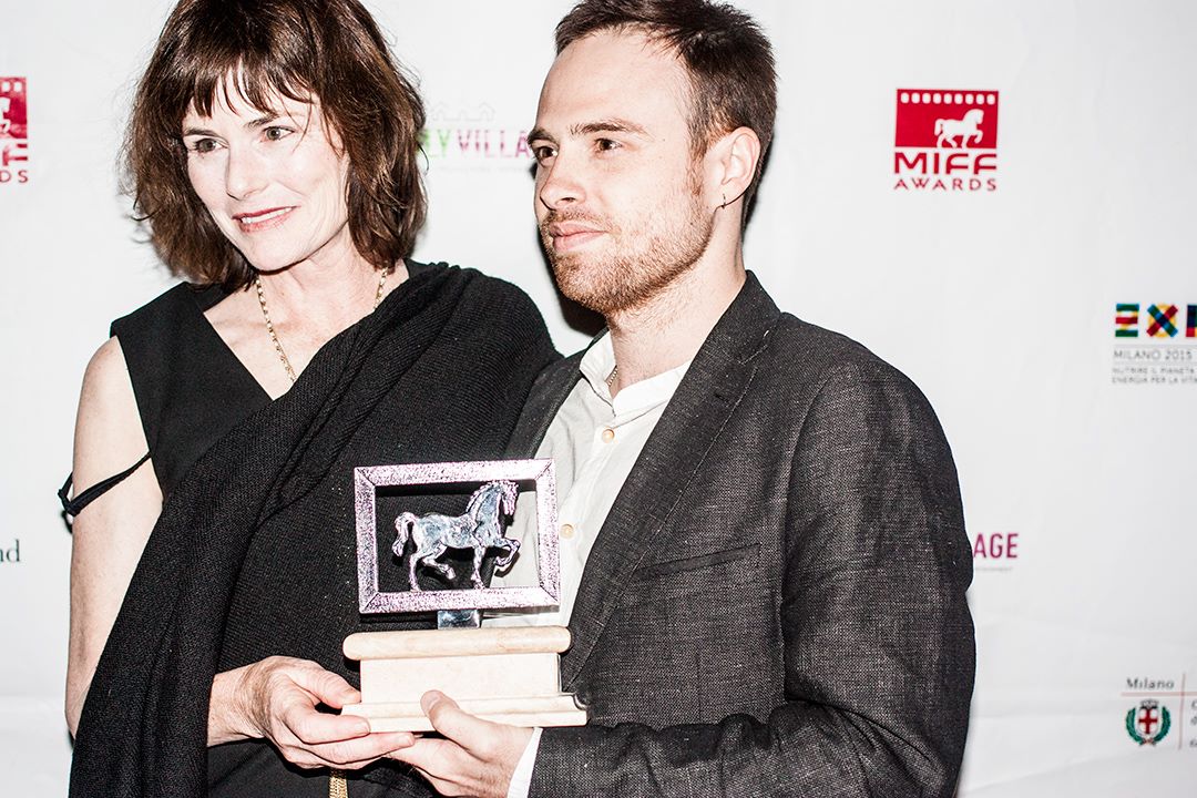 Jordon Hodges and Saxon Trainor at the 2014 Milan International Film Festival Awards winning Best Ensemble for Sand Castles.