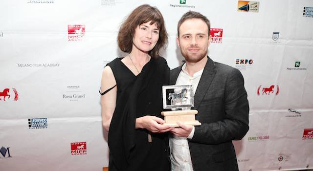 Jordon Hodges and Saxon Trainor at the 2014 Milan International Film Festival Awards winning Best Ensemble for Sand Castles.