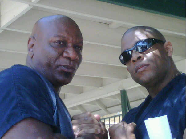 on set of Caged Animal with Ving Rhames