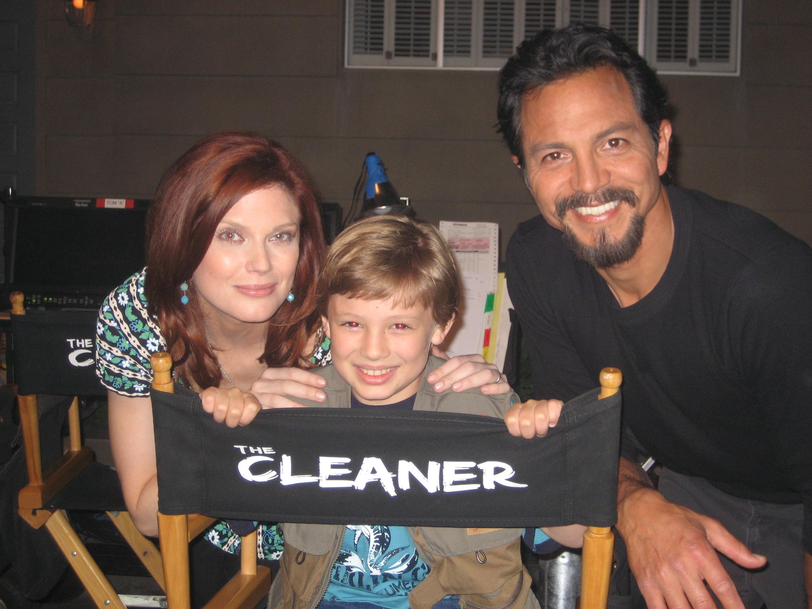 Max with Miss Amy Price-Francis and Mr. Benjamin Bratt on the set of 