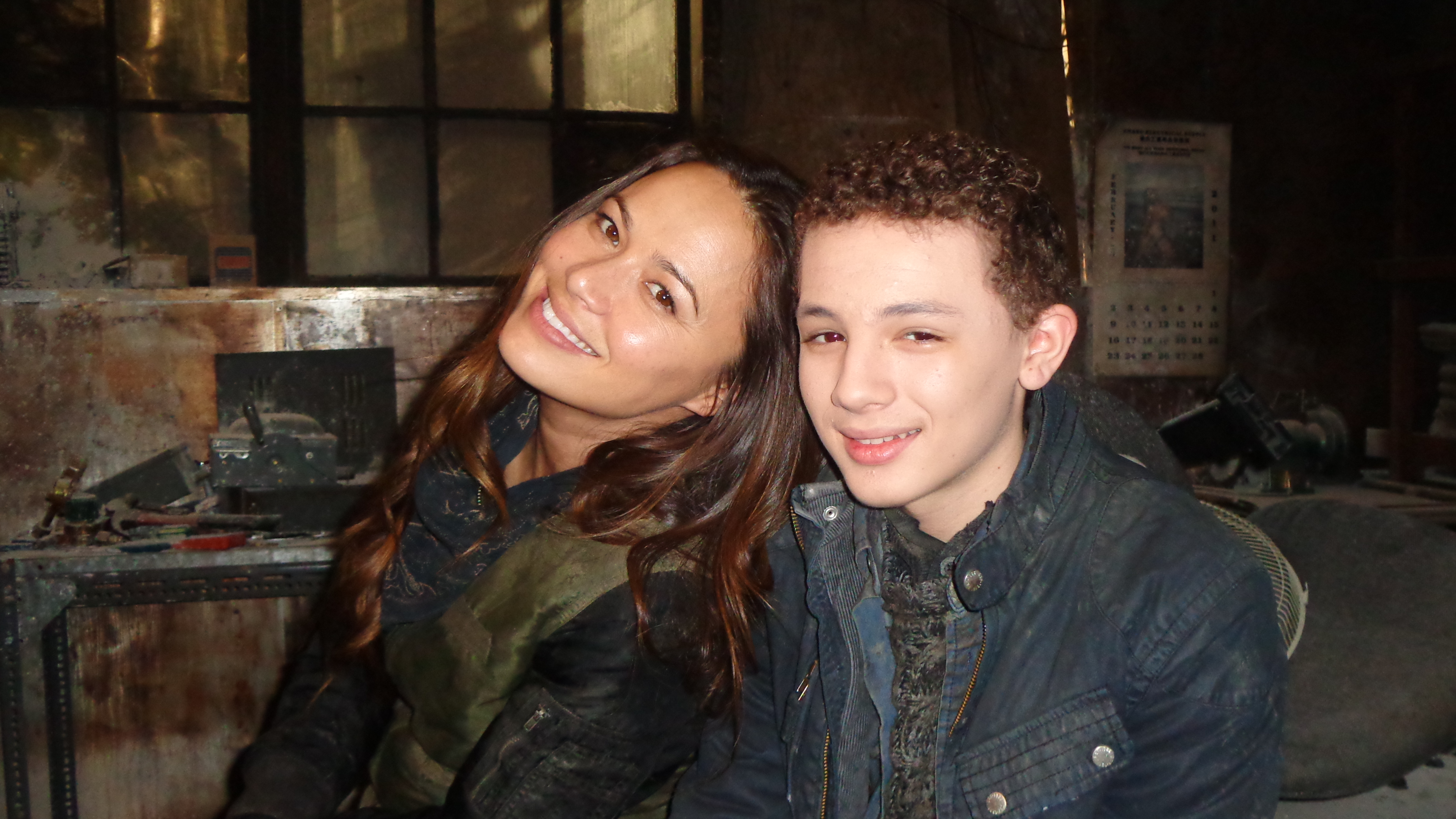 With Moon Bloodgood on the Set of Falling Skies
