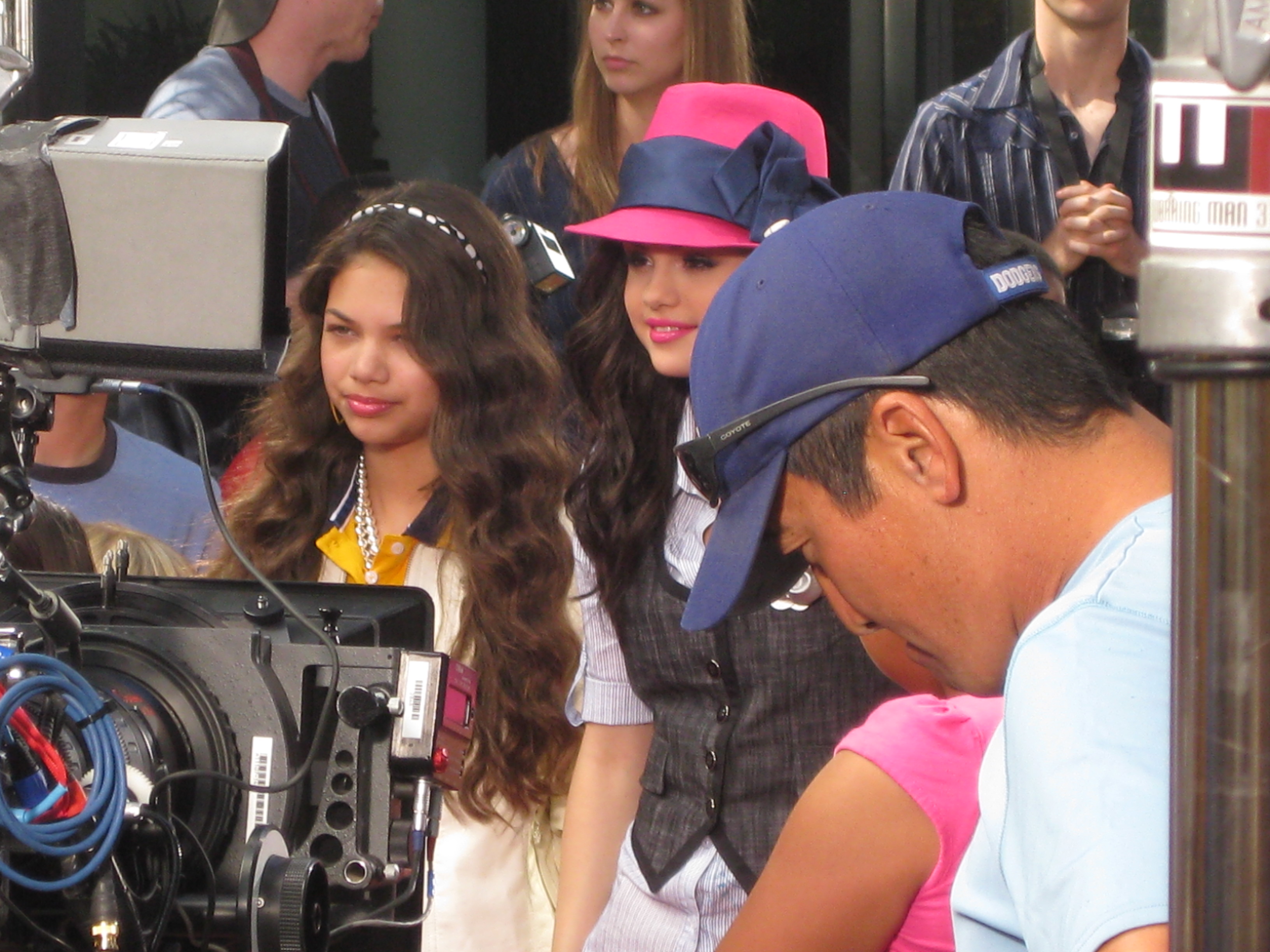 Aja Bair & Selena Gomez on set.