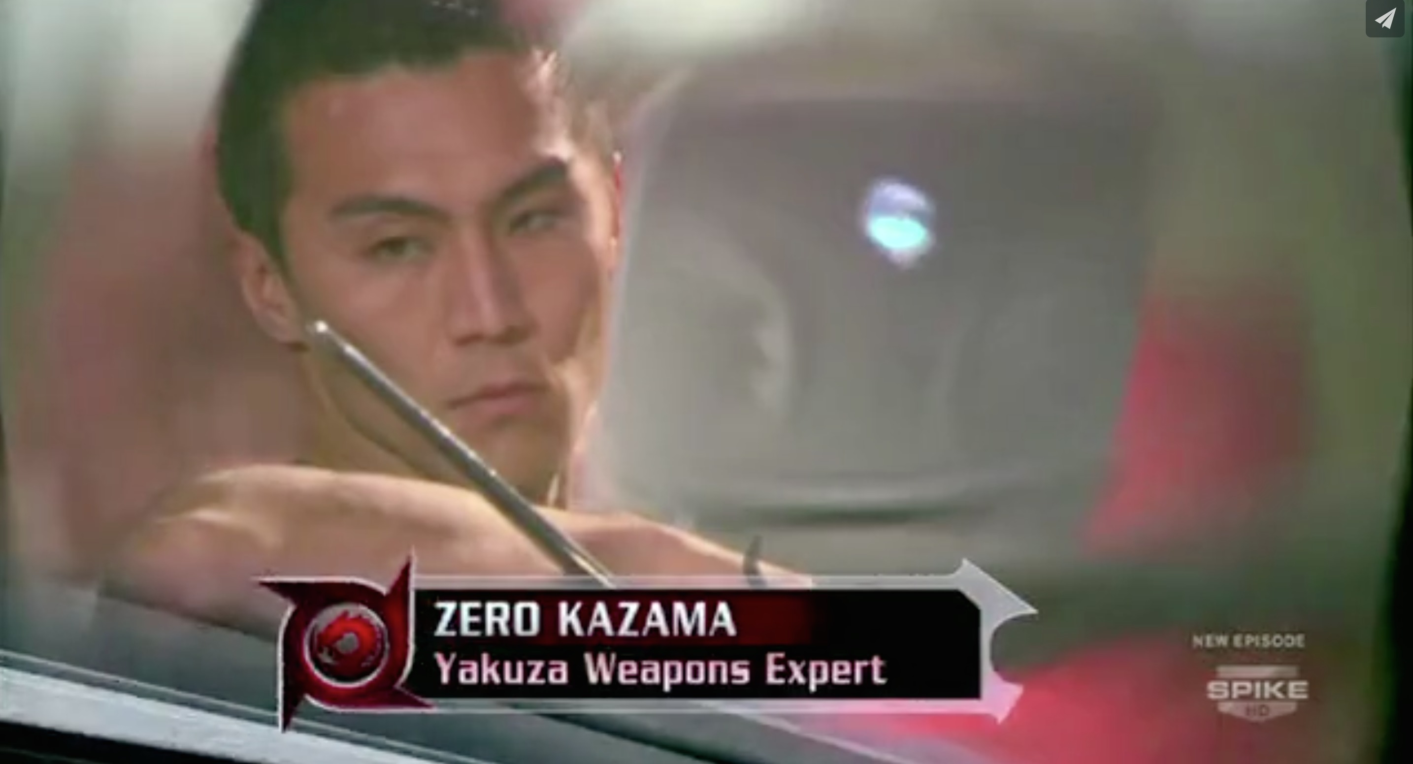 Head weapon tester on Spike's Deadliest Warrior: ep Yakuza vs Mafia