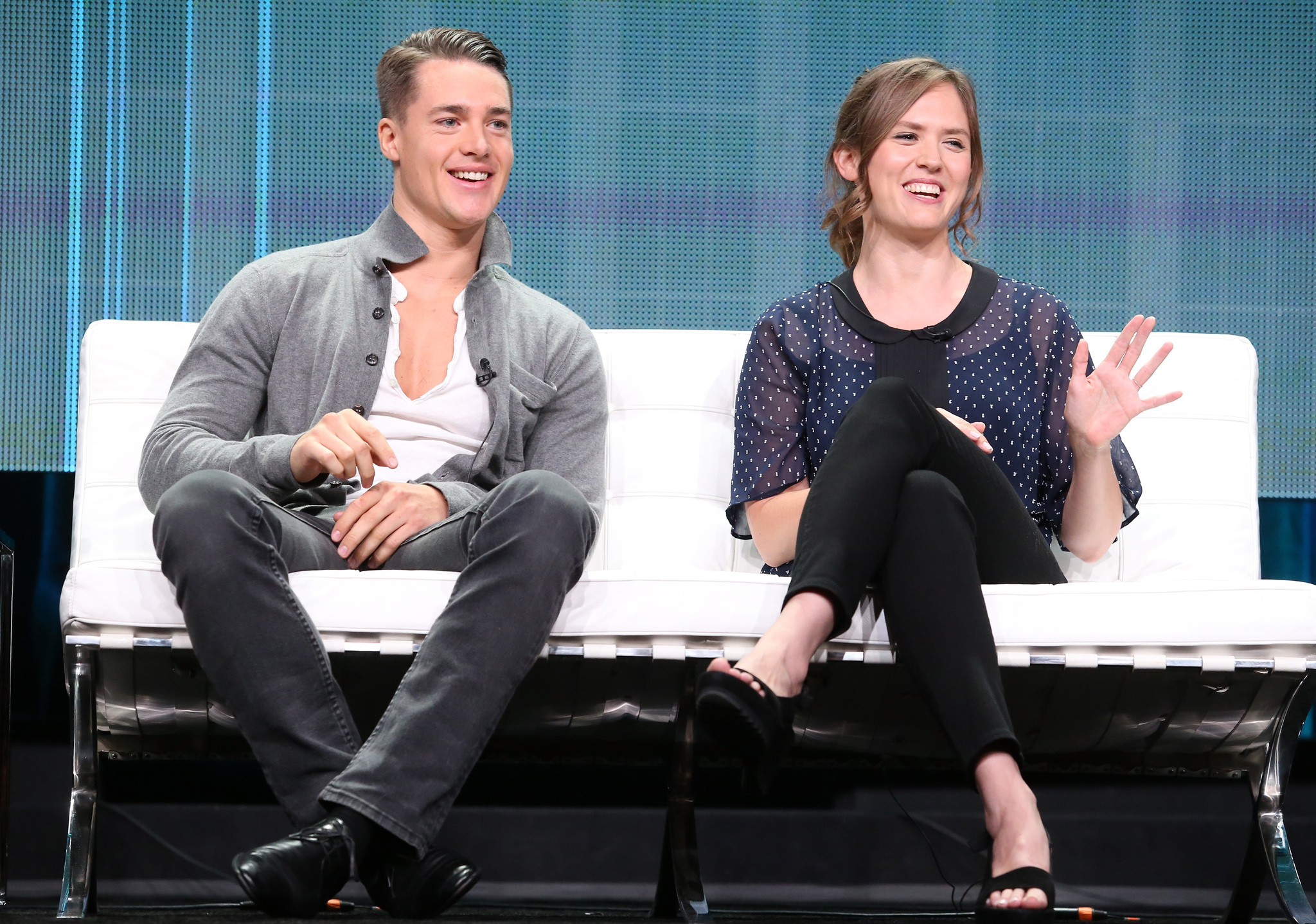Emily Cox and Alexander Dreymon at event of The Last Kingdom (2015)