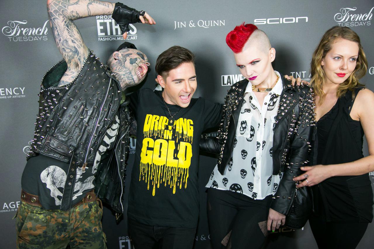 Rick Genest, Michael Kuluva and Eryn Woods at the Tumbler and Tipsy Los Angeles Fashion Week Fall 2013 show for Project Ethos.
