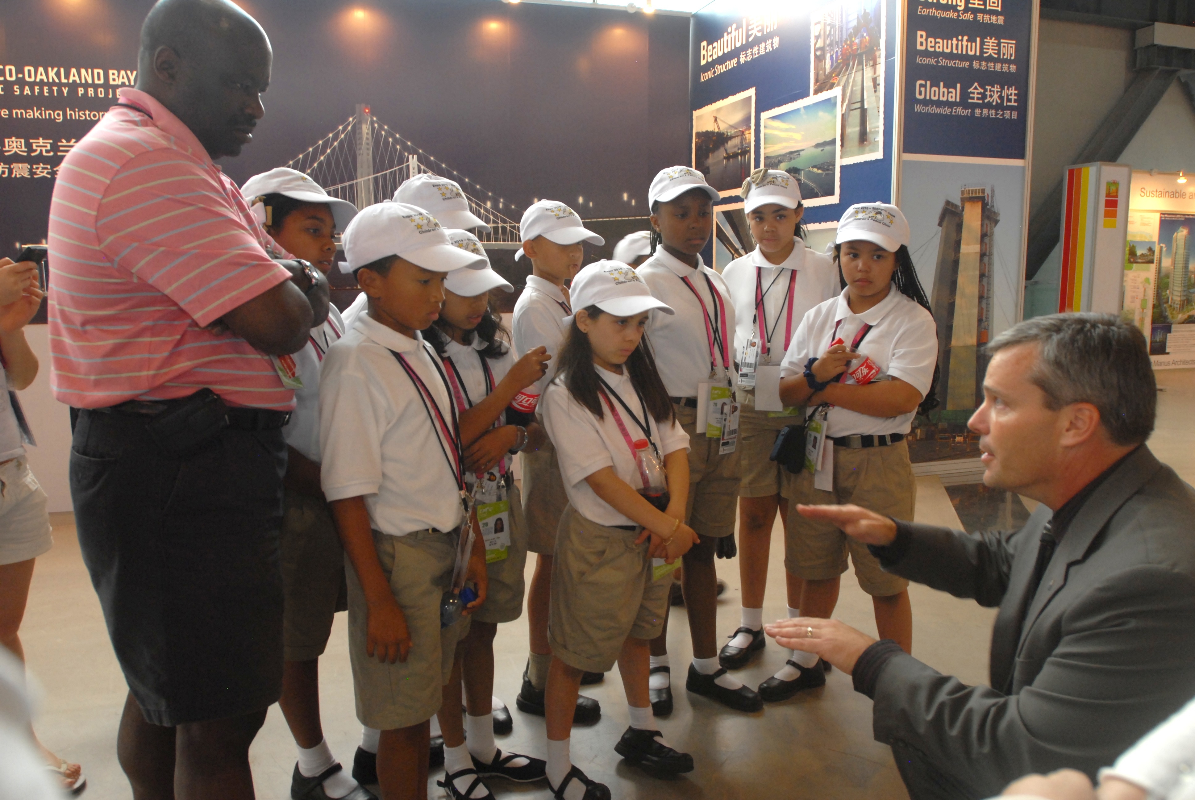 Speaking with the children's choir at the World's Fair in China in 2010.