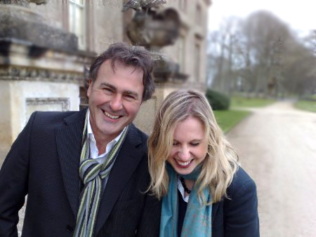Paul Martin (Presenter) and Delia Edwards (Runner) on location at Stourhead, Wiltshire 2008