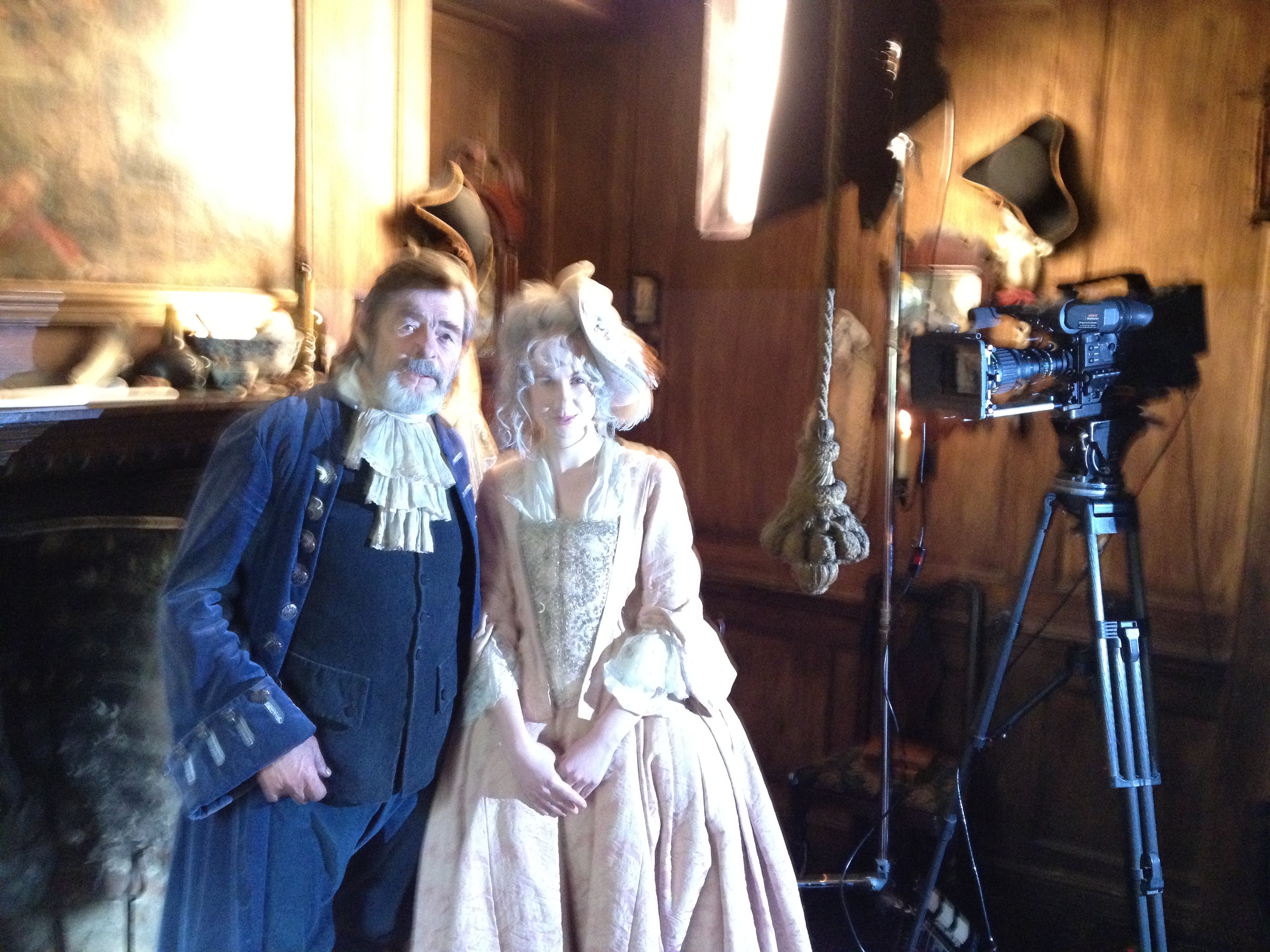 Filming 'Clubs & Styx' on location at the Dennis Severs House in London. David Bailie & Delia Edwards.