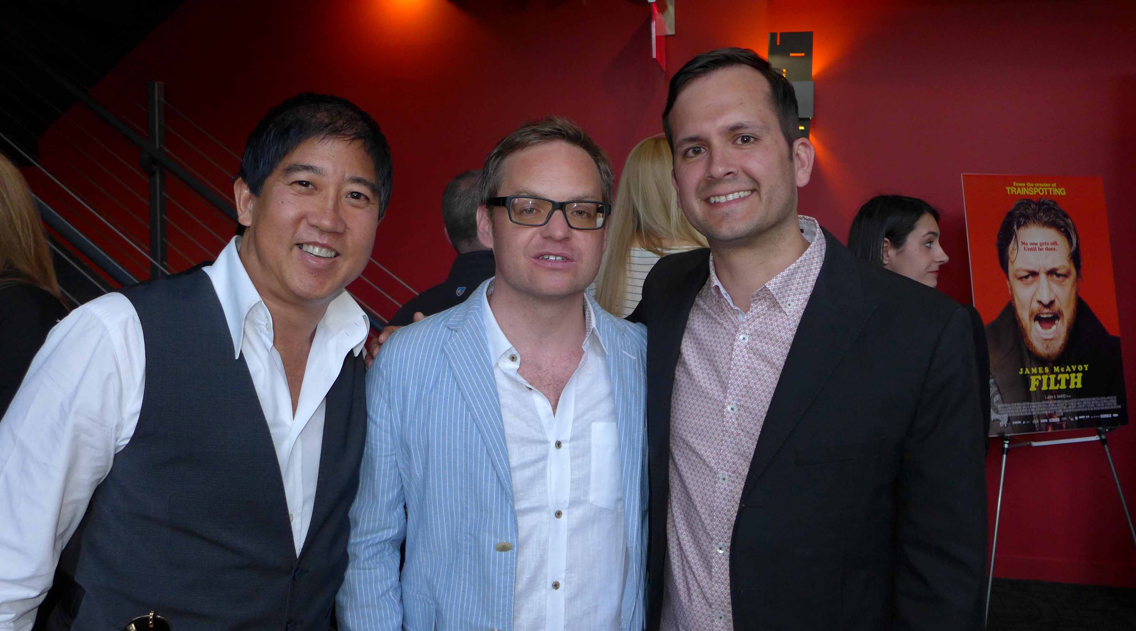 Stephen Mao-Jon Baird-Ken Marshall at the premiere of FILTH in New York