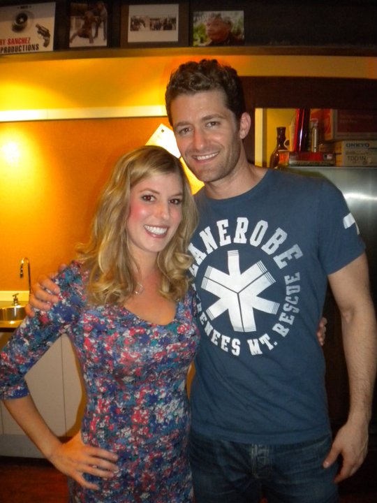 Matt Morrison and Rebecca Zamolo on the set of Funny Or Die