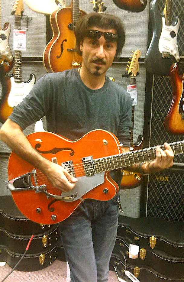 Sandro Del Casale testing the new Gretsch Electromatic model G5120 at Guitar Center. Miami, FL
