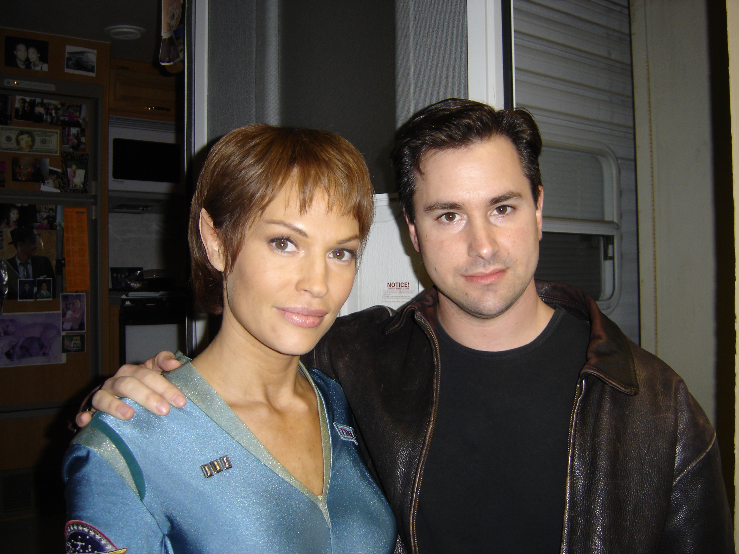 Evan English and Jolene Blalock on the set of Star Trek: Enterprise