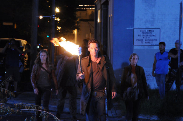 Still of Billy Burke, Zak Orth, Anna Lise Phillips and Tracy Spiridakos in Revolution (2012)