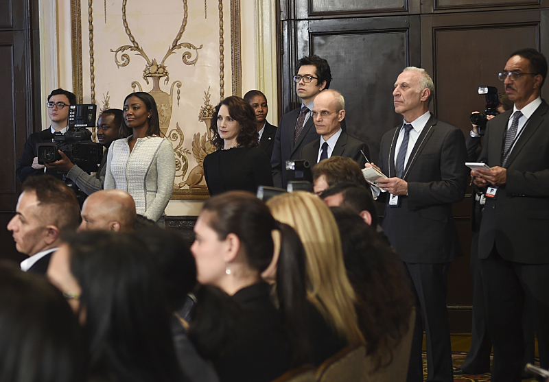 Still of Bebe Neuwirth, Geoffrey Arend, Zeljko Ivanek and Patina Miller in Madam Secretary (2014)