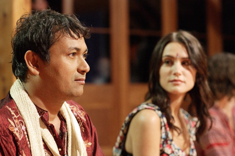 Chayan Sarkar as Rishi and Natalie Hoflin (As Natalie Blair) in the role of Safia in a scene from The Sleeping Warrior.