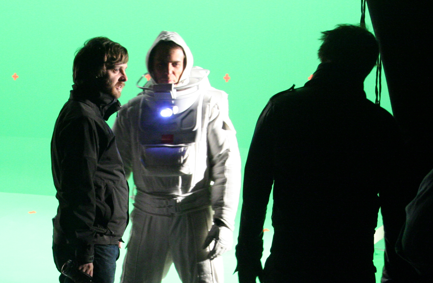 Setting up the final green-screen shot with Sam Rockwell during the studio shoot for 