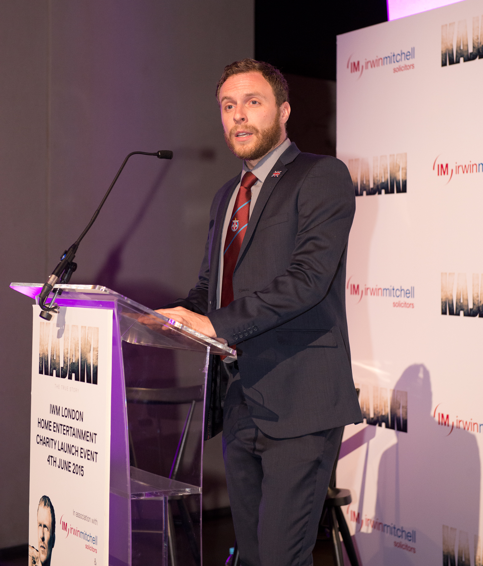 David Elliot giving the closing speech for a charity event at the Imperial War Museum, London 2015