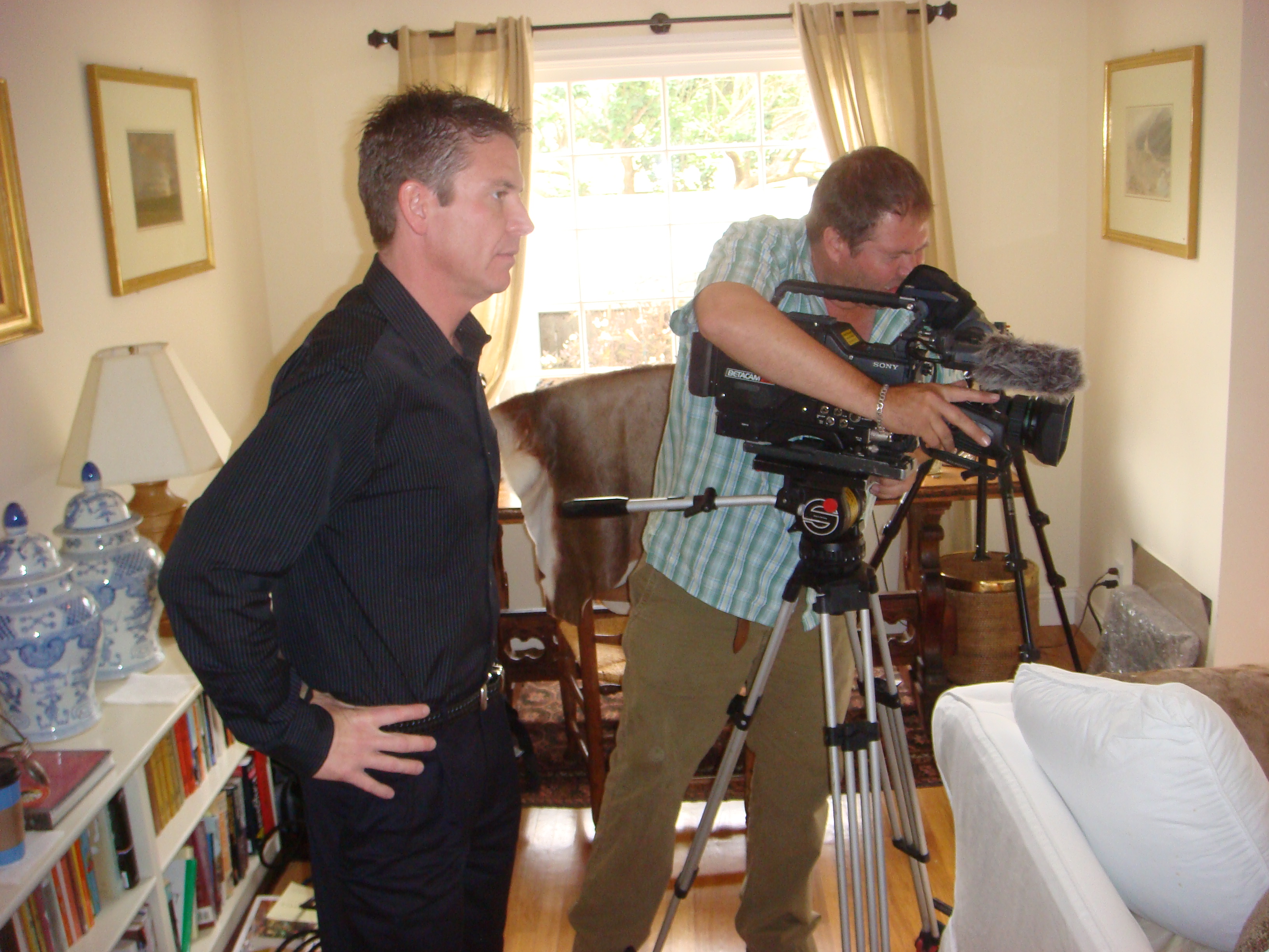 Executive Producer, Sean Connors, on location in Santa Barbara, CA filming an interview with legendary Monty Python actor, John Cleese, for the nonfiction feature film, 