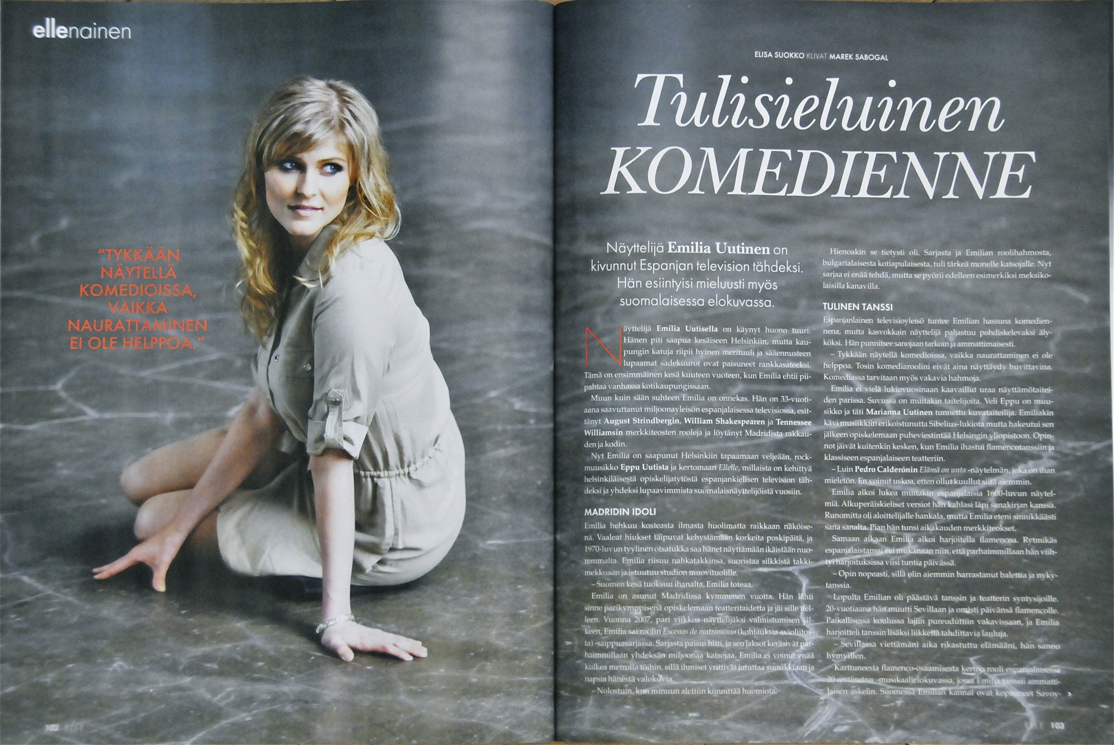 Emilia Uutinen on Elle Magazine