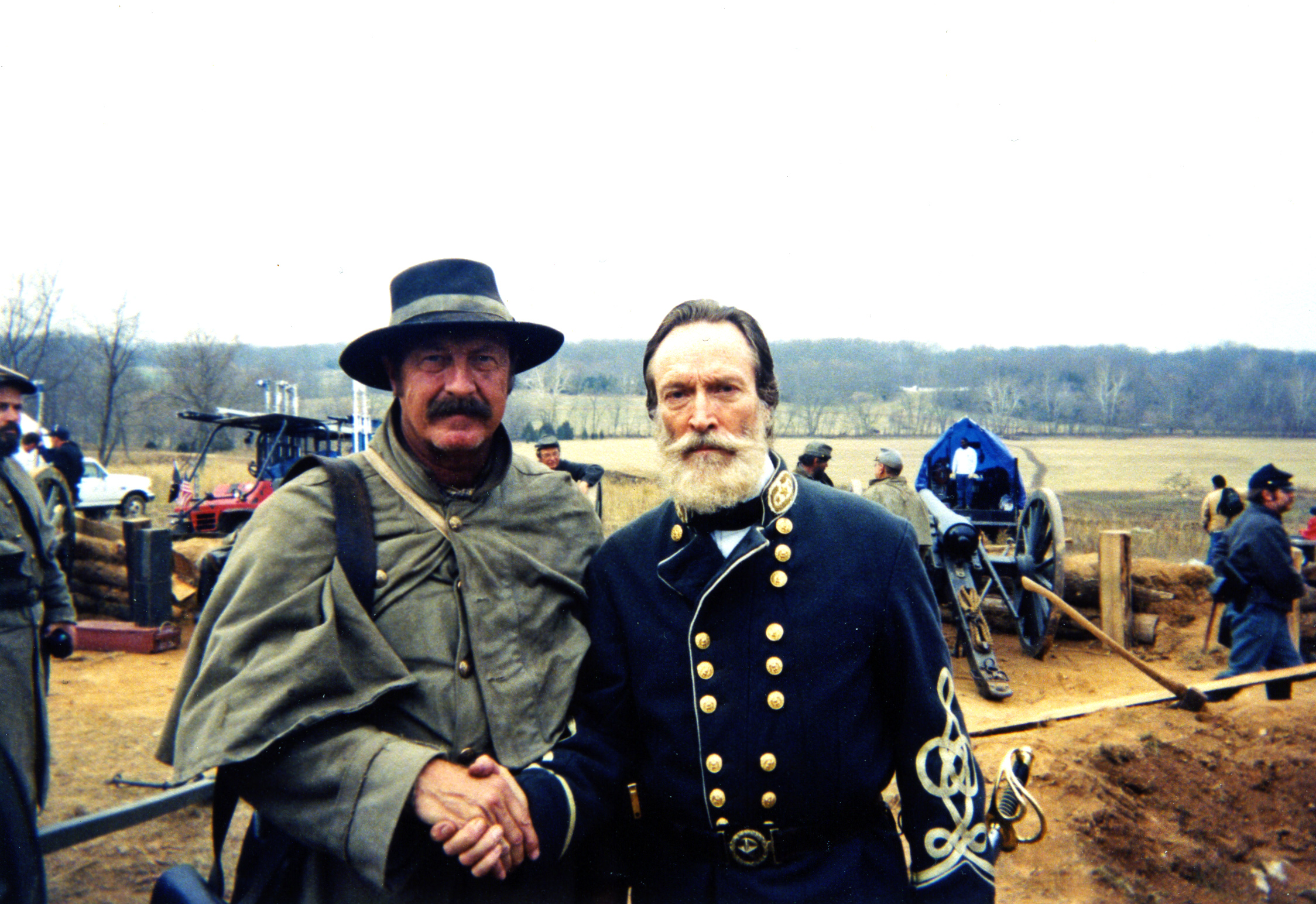 Tom Thompson and Patrick Gorman on the set of 'Gods and Generals'.