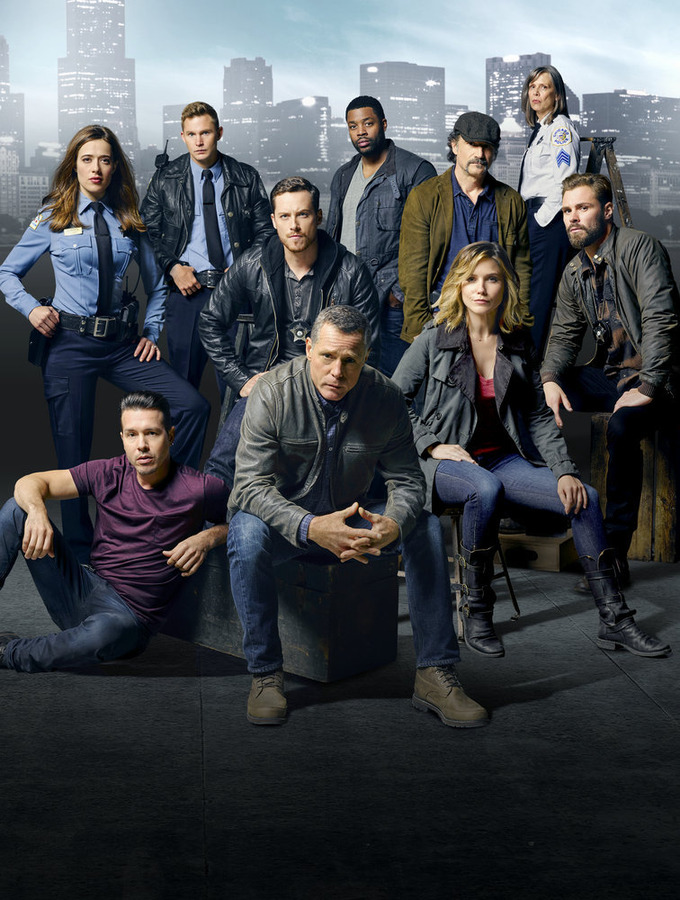 Still of Elias Koteas, Jason Beghe, Sophia Bush, Jesse Lee Soffer, Amy Morton, Jon Seda, Patrick John Flueger, Brian Geraghty, Marina Squerciati and Laroyce Hawkins in Chicago P.D. (2014)