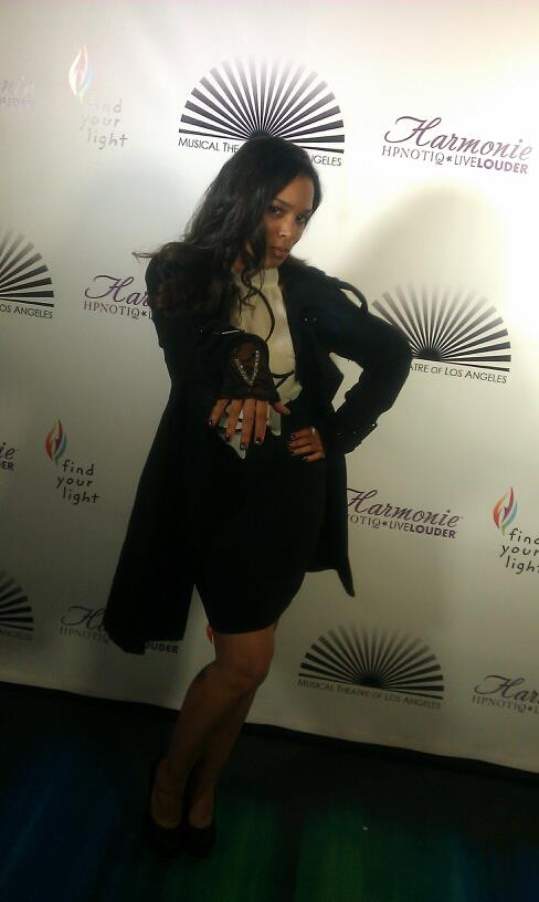 Actress Valenzia Algarin attends the Josh Groban's find your light foundation... Glove by Pimentel Designs...