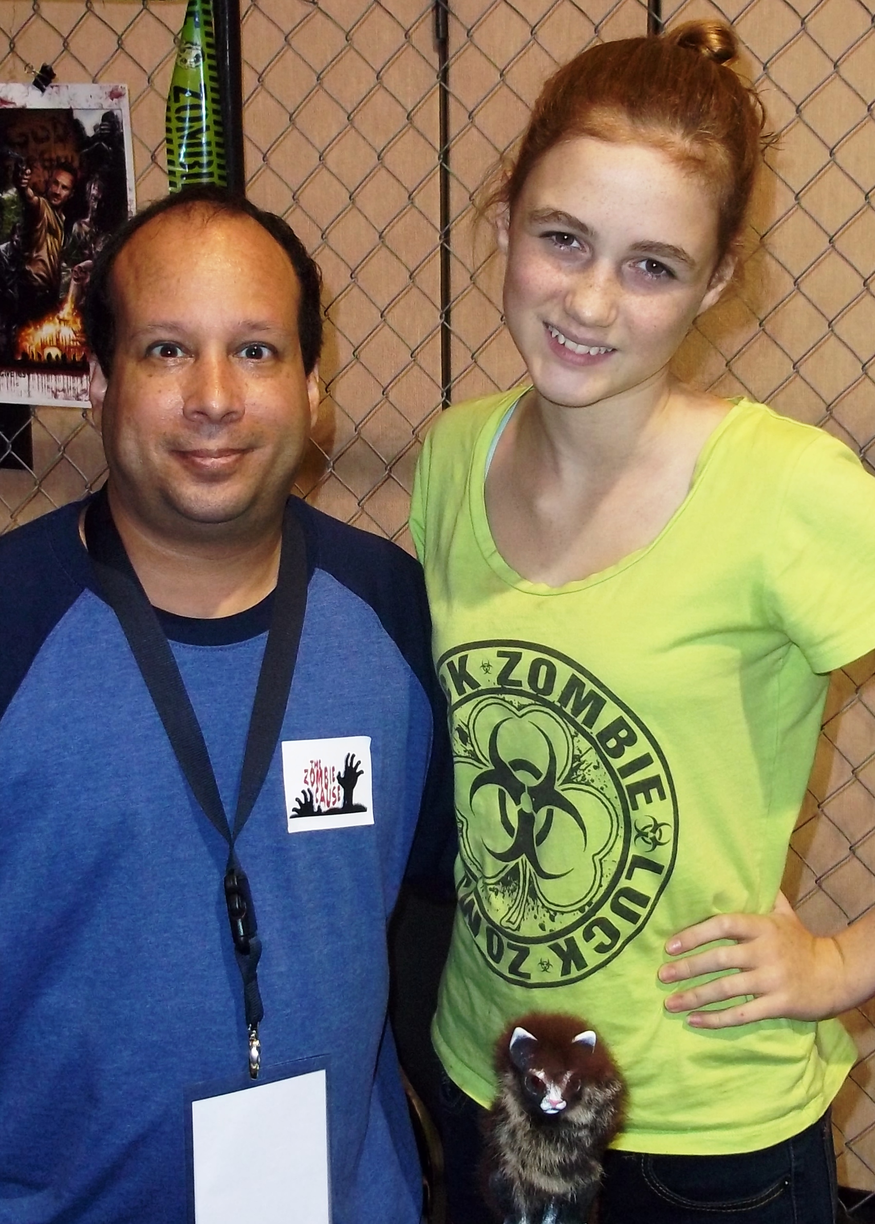'Undead' veterans Michael J. Tomaso ('Football Player Zombie' in 'Day of the Dead') and Madison Lintz ('Sophia' in Seasons 1 & 2 of 'The Walking Dead') pose for a photo.