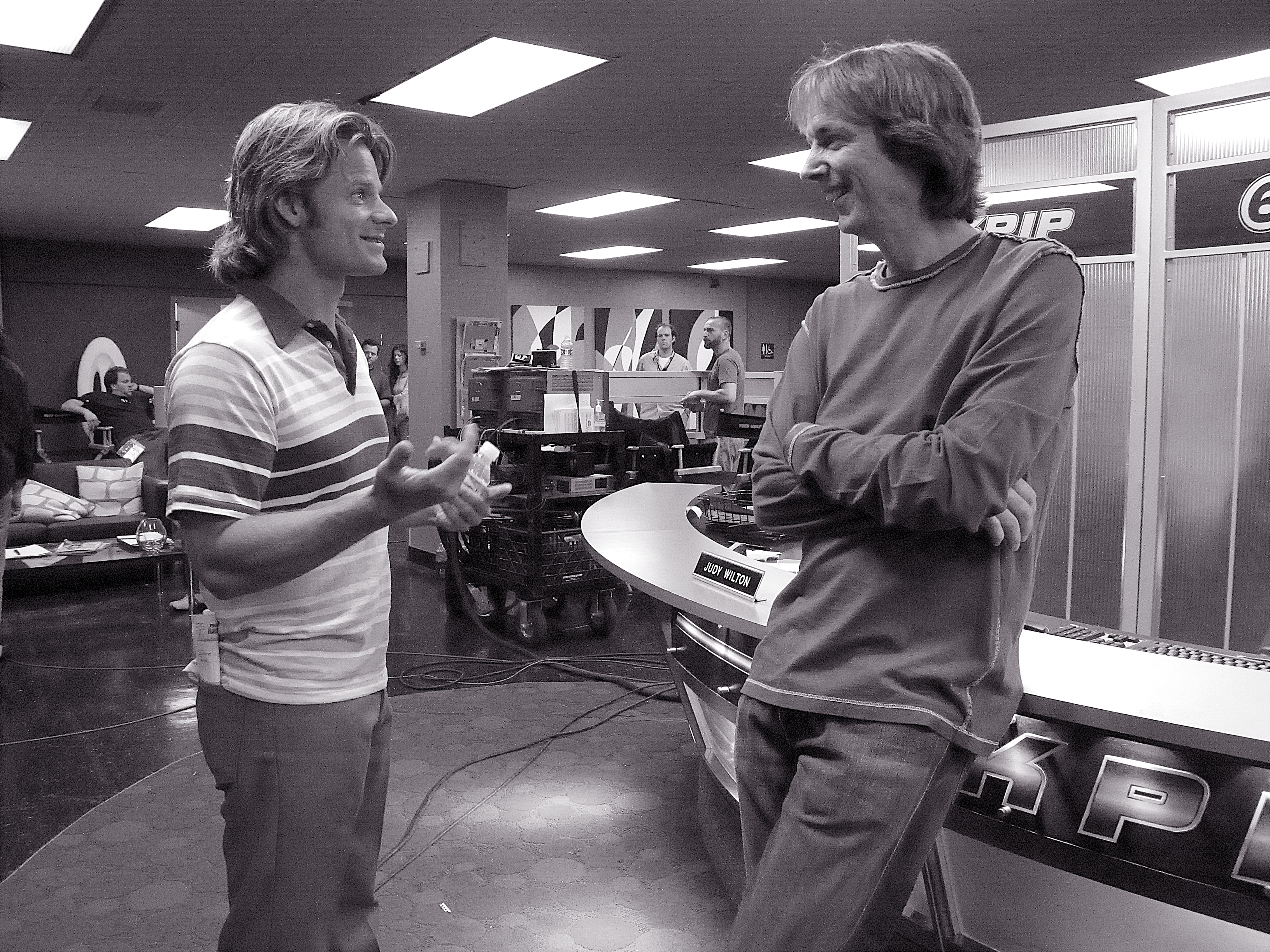Steve Zahn and Fred Wolf; movie set, Wolf directing