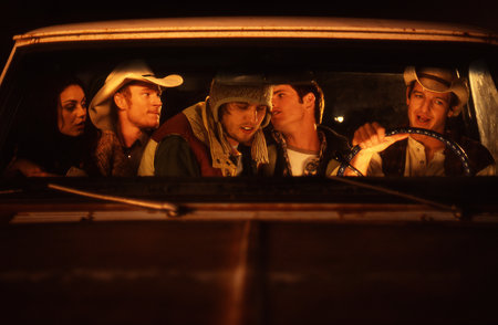 Mila Kunis, William Mapother, Zack Ward, Benjamin Gourley and Jon Heder in Moving McAllister (2007)